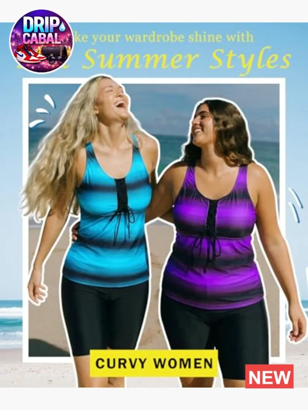 Plus Size Tankini Swimsuits with Capris Athletic Two Piece Bathing Suits - Picture 5 of 7